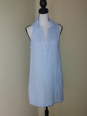 Lou & Grey Light Blue Sleeveless Shirt Dress